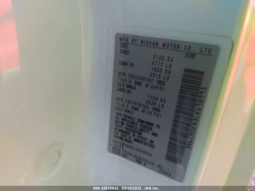 2020 NISSAN NV200 COMPACT CARGO SV 3N6CM0KN3LK698995