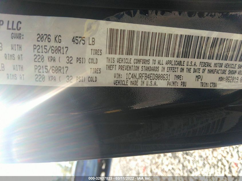 2014 JEEP PATRIOT LATITUDE 1C4NJRFB4ED908631