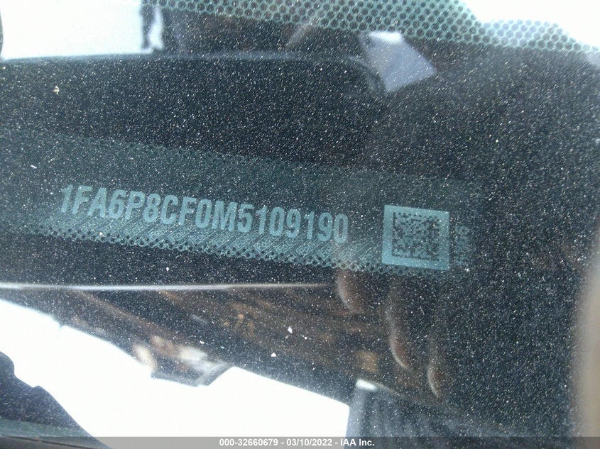 2021 FORD MUSTANG VIN: 1FA6P8CF0M5109190