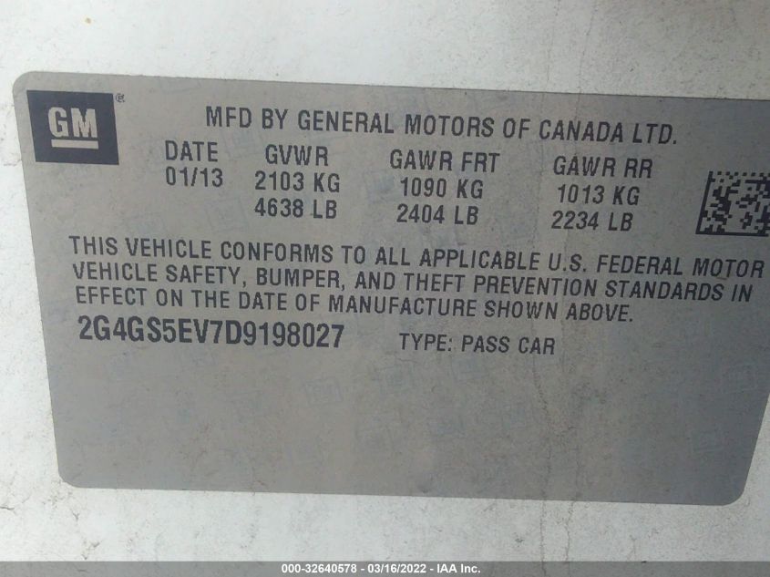 2013 BUICK REGAL TURBO PREMIUM 1 2G4GS5EV7D9198027