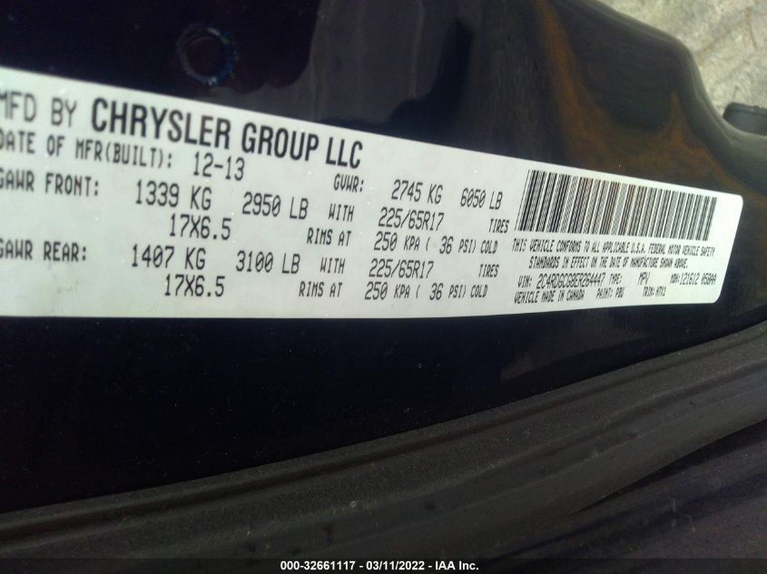 2014 DODGE GRAND CARAVAN SXT 2C4RDGCG8ER264447