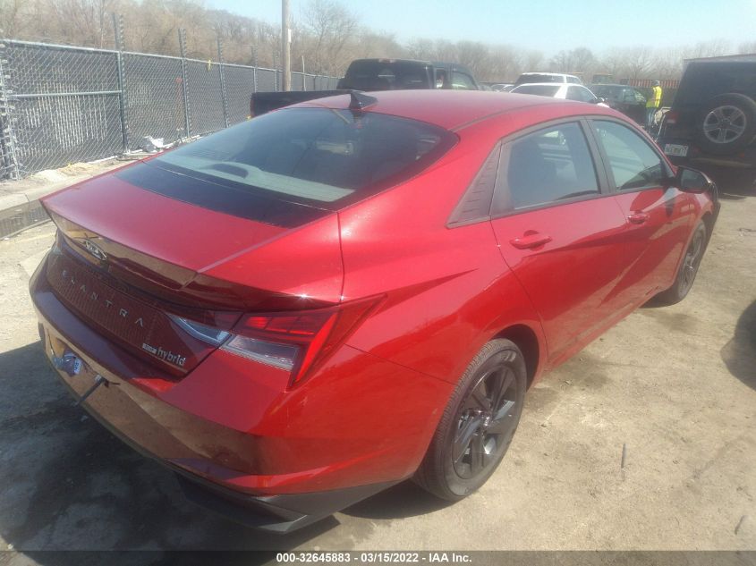 2022 HYUNDAI ELANTRA HYBRID BLUE KMHLM4AJXNU020347