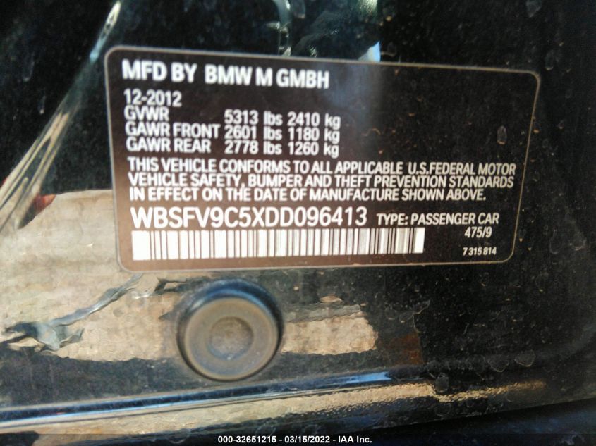 2013 BMW M5 WBSFV9C5XDD096413