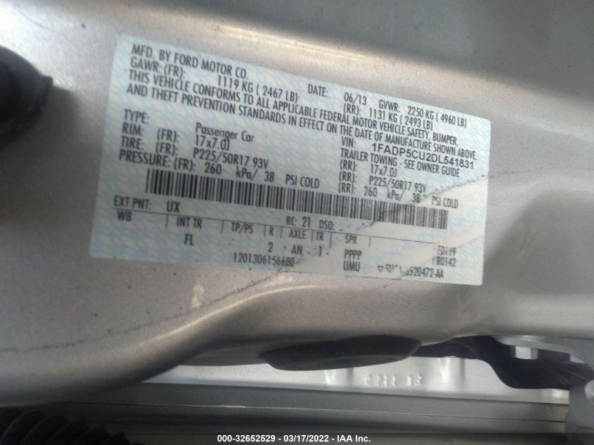 2013 FORD C-MAX ENERGI SEL 1FADP5CU2DL541831