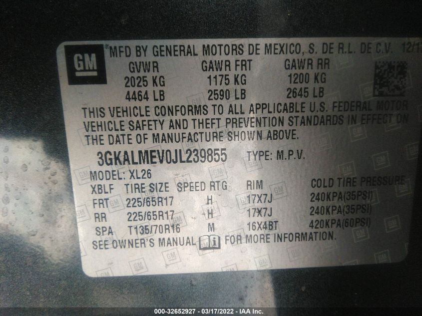 2018 GMC TERRAIN SLE 3GKALMEV0JL239855