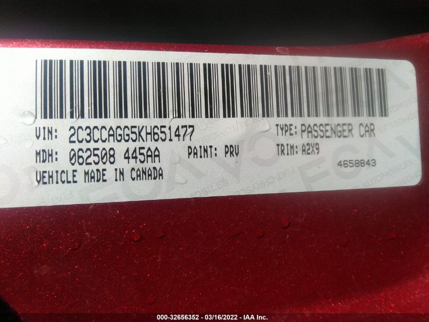 2019 CHRYSLER 300 300S 2C3CCAGG5KH651477