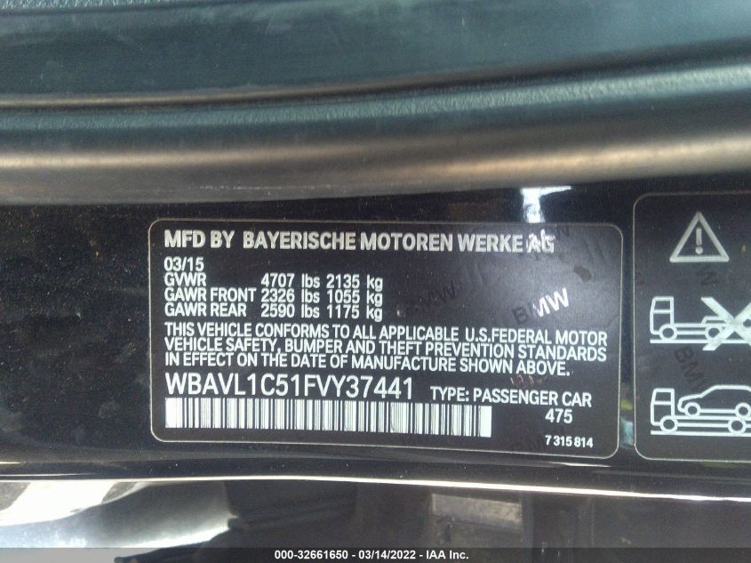 2015 BMW X1 XDRIVE28I WBAVL1C51FVY37441