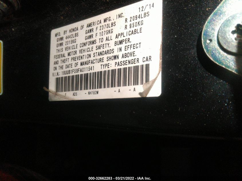 2015 ACURA TLX TECH 19UUB1F59FA011541