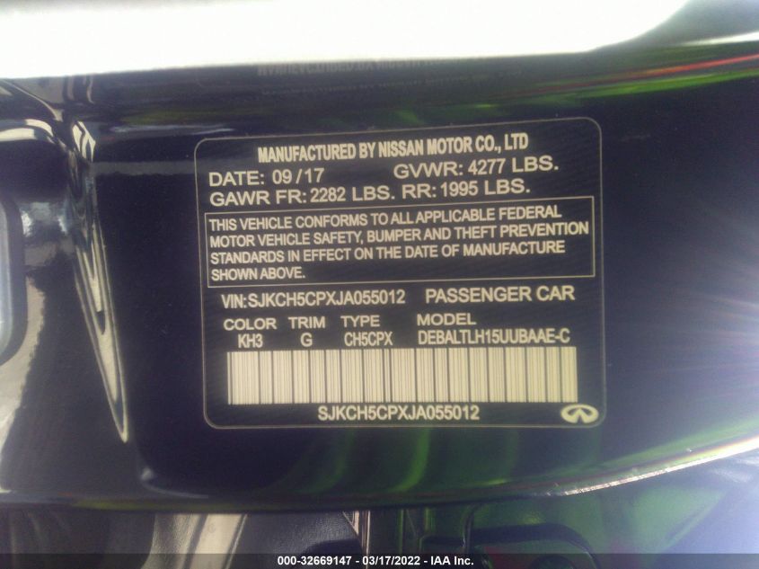 2018 INFINITI QX30 SPORT SJKCH5CPXJA055012
