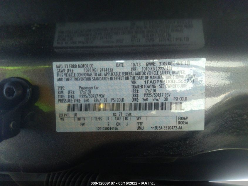 2013 FORD C-MAX HYBRID SEL 1FADP5BU0DL555731