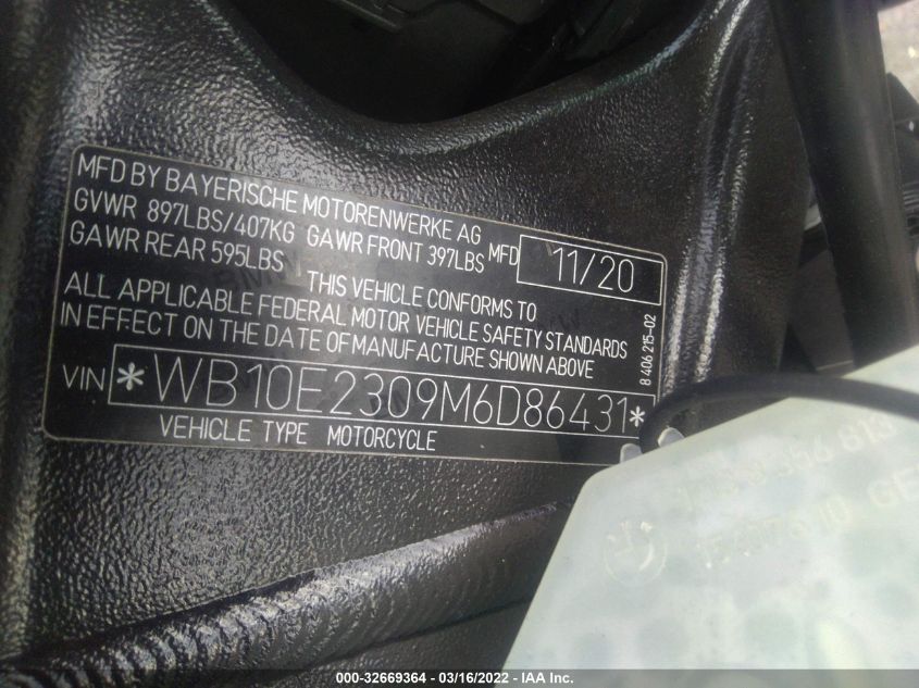 2021 BMW S 1000 RR WB10E2309M6D86431