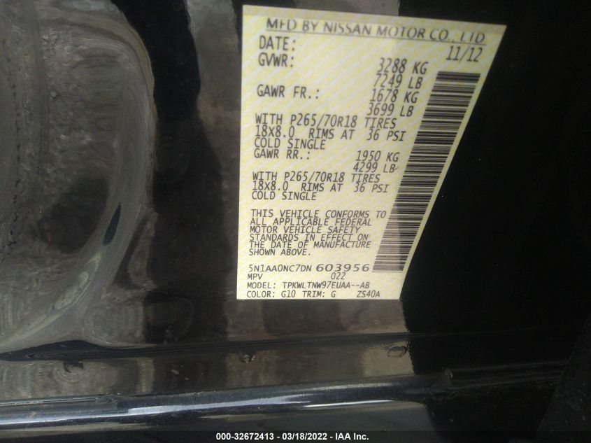 2013 NISSAN ARMADA SV 5N1AA0NC7DN603956