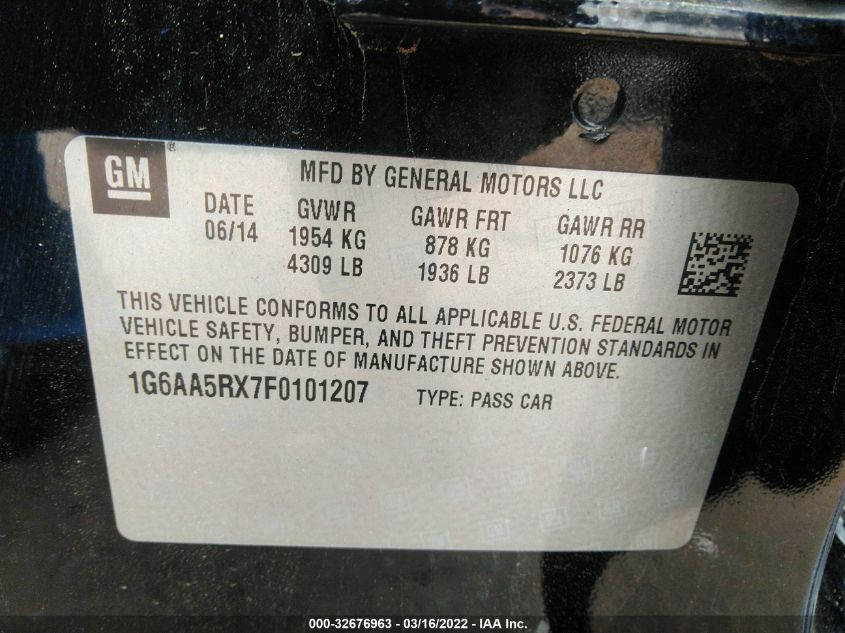 2015 CADILLAC ATS SEDAN STANDARD RWD 1G6AA5RX7F0101207
