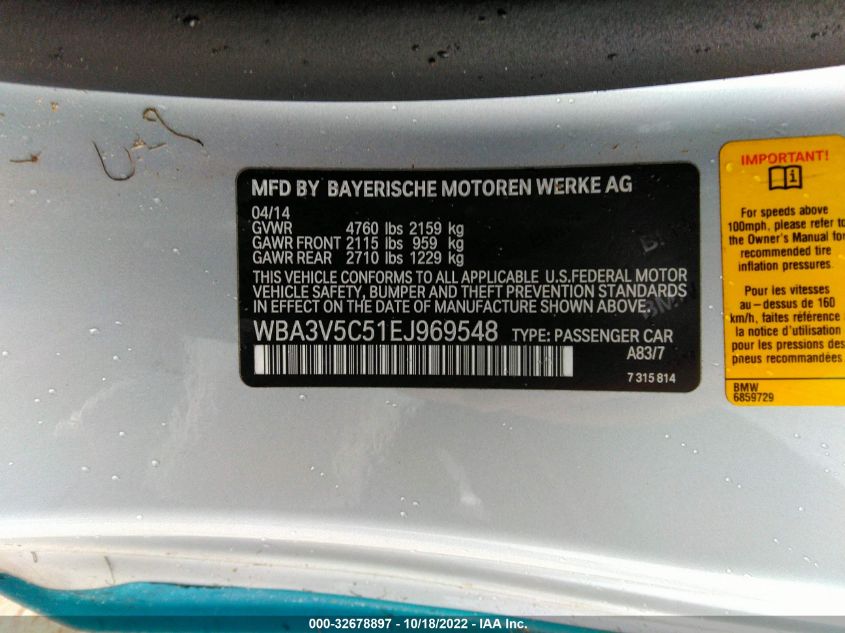 2014 BMW 4 SERIES 428I WBA3V5C51EJ969548