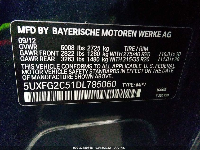 2013 BMW X6 XDRIVE35I 5UXFG2C51DL785060