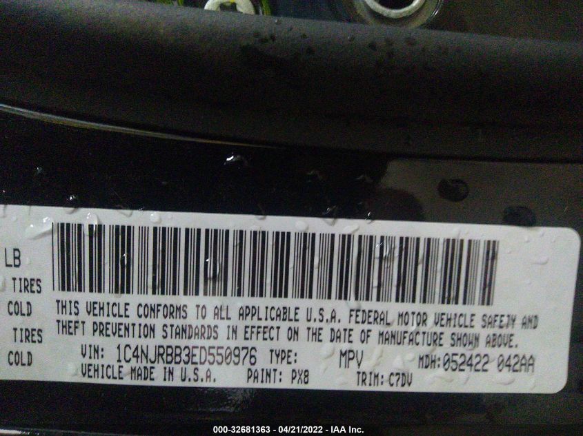 2014 JEEP PATRIOT SPORT 1C4NJRBB3ED550976