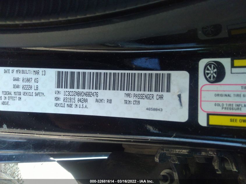 2013 DODGE AVENGER SE 1C3CDZAB0DN682476