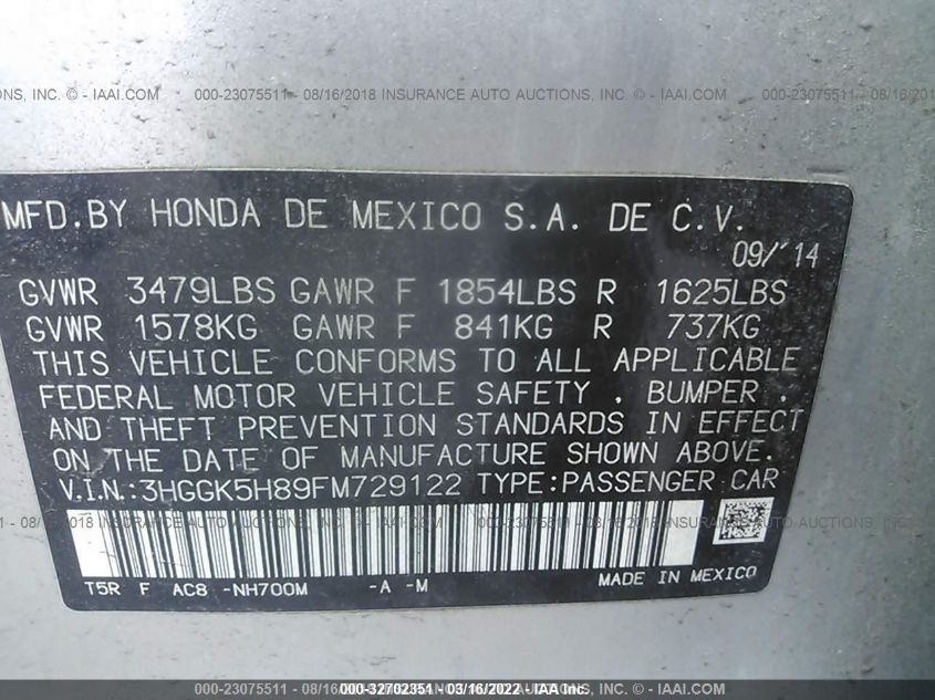 2015 HONDA FIT EX-L/EX 3HGGK5H89FM729122