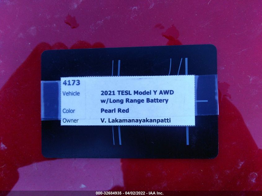 2021 TESLA MODEL Y LONG RANGE 5YJYGDEE7MF151788