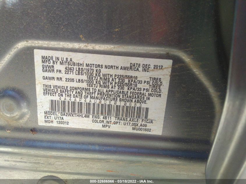 2013 MITSUBISHI OUTLANDER SPORT SE 4A4AP4AU0DE010683