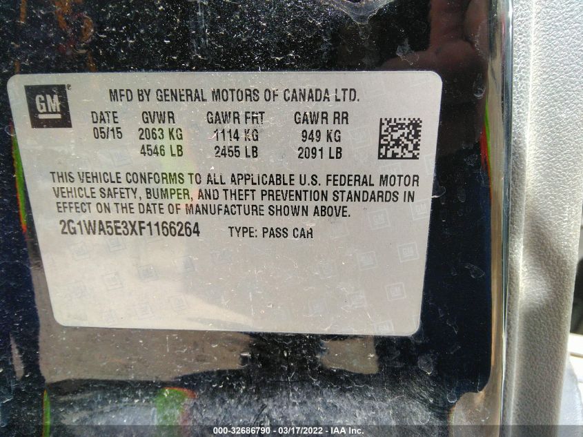 2015 CHEVROLET IMPALA LIMITED LS 2G1WA5E3XF1166264