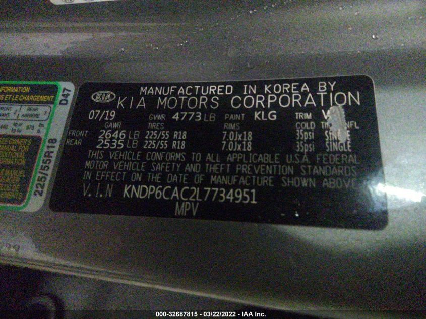 2020 KIA SPORTAGE S KNDP6CAC2L7734951