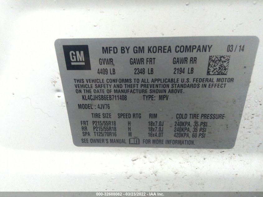2014 BUICK ENCORE PREMIUM KL4CJHSB6EB711408
