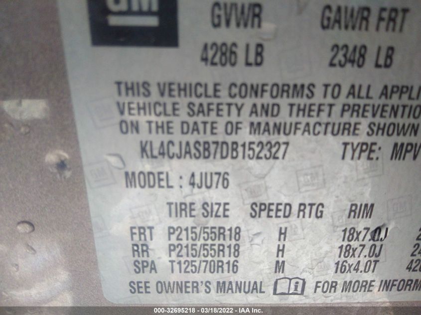 2013 BUICK ENCORE KL4CJASB7DB152327