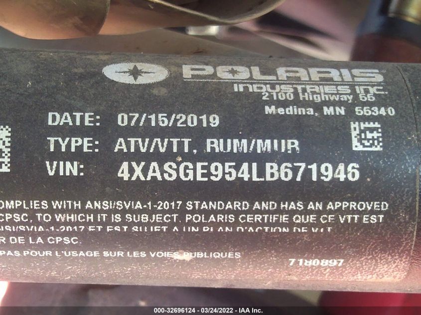 2020 POLARIS SCRAMBLER XP 1000 S 4XASGE954LB671946