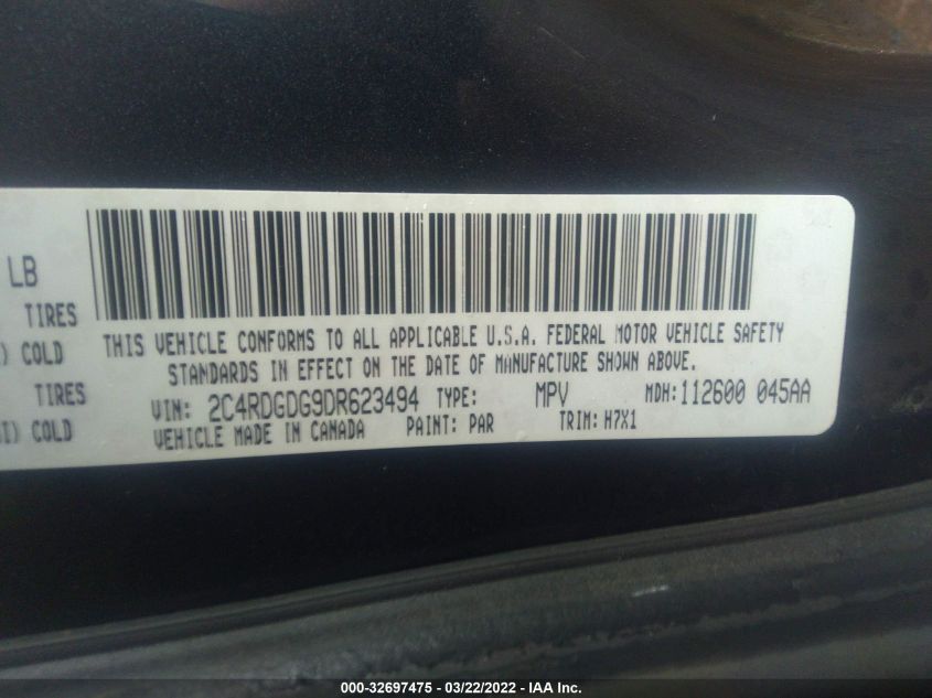 2013 DODGE GRAND CARAVAN CREW 2C4RDGDG9DR623494
