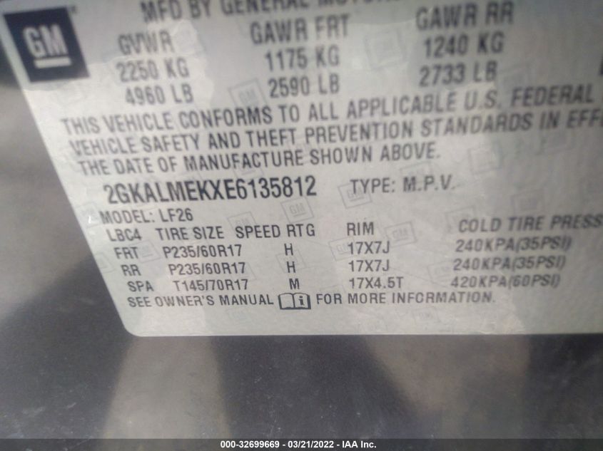 2014 GMC TERRAIN SLE 2GKALMEKXE6135812