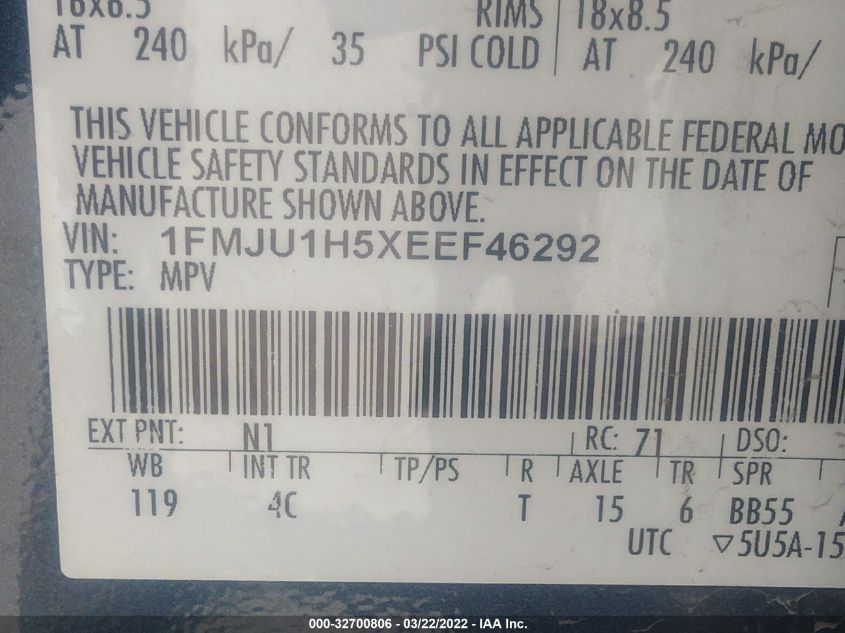 2014 FORD EXPEDITION XLT 1FMJU1H5XEEF46292