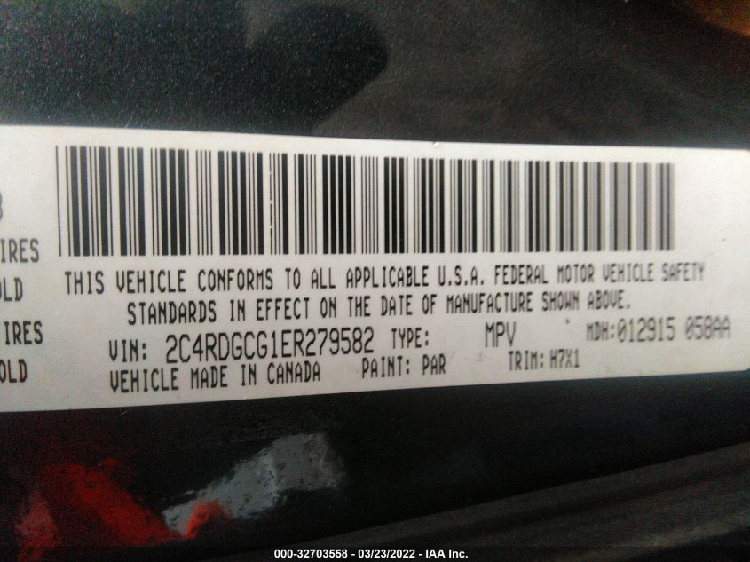 2014 DODGE GRAND CARAVAN SXT 2C4RDGCG1ER279582