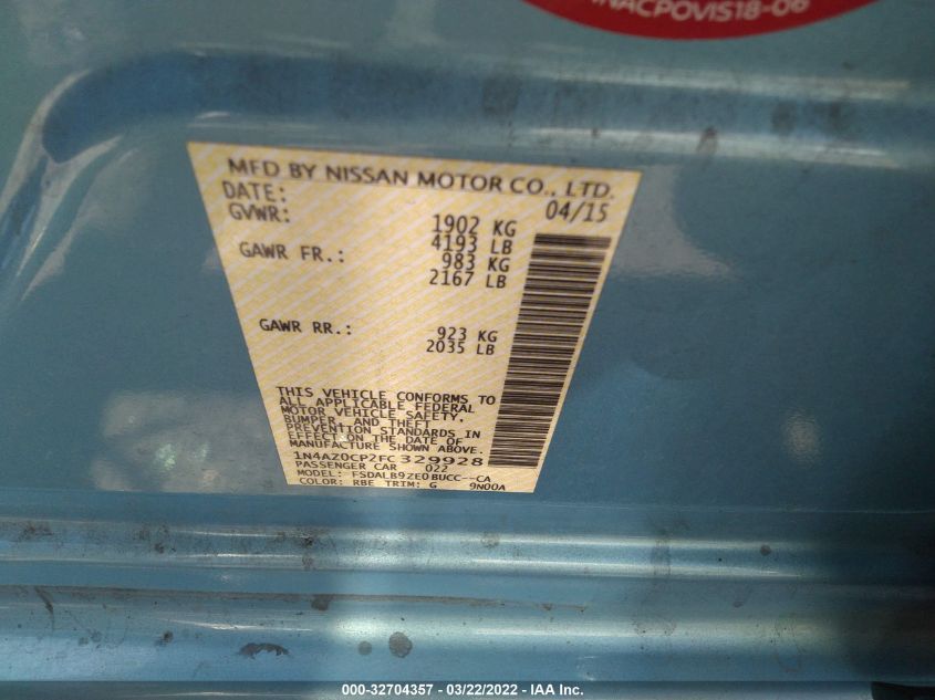 2015 NISSAN LEAF S 1N4AZ0CP2FC329928