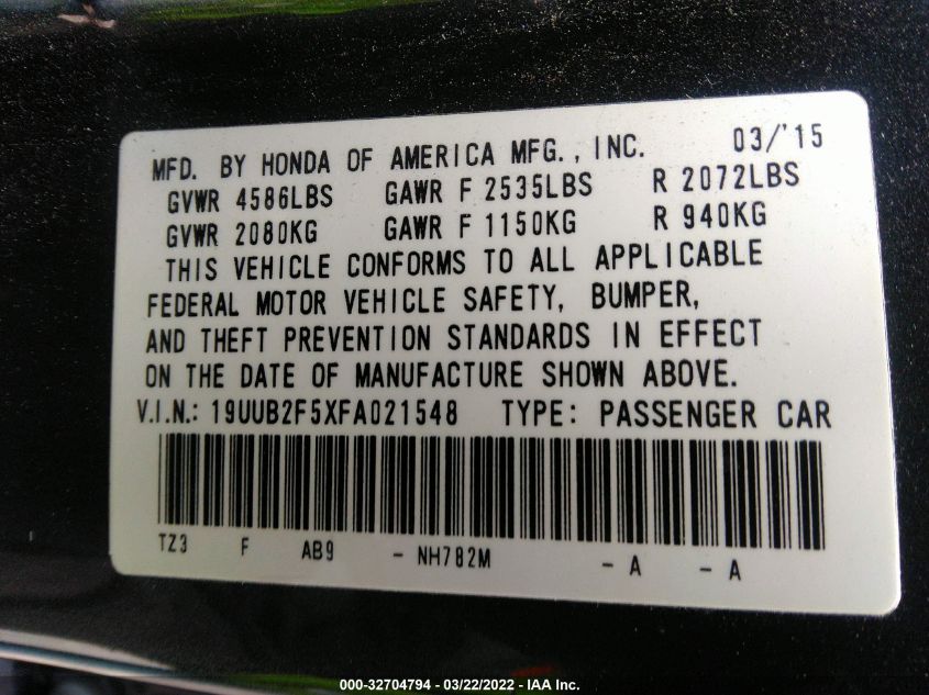 2015 ACURA TLX V6 TECH 19UUB2F5XFA021548