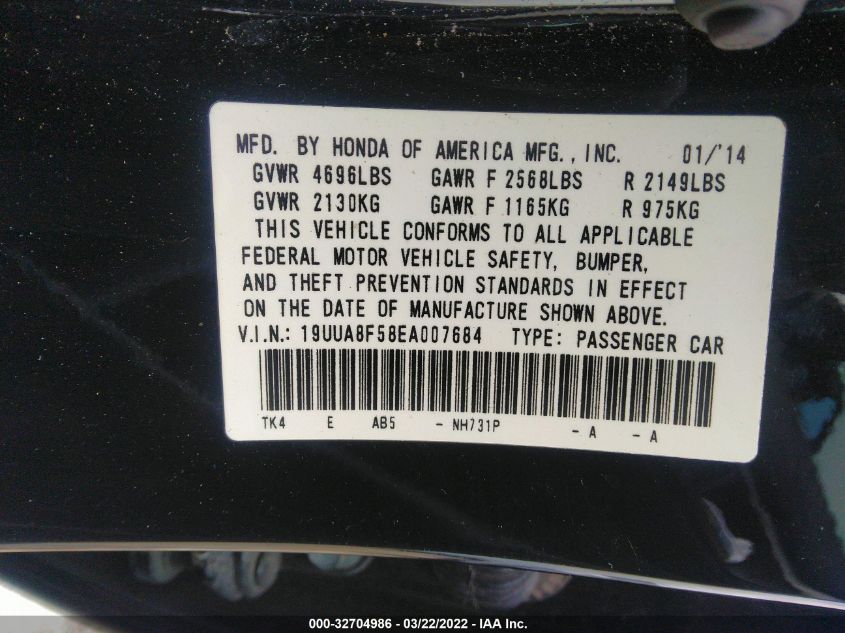 2014 ACURA TL TECH 19UUA8F58EA007684
