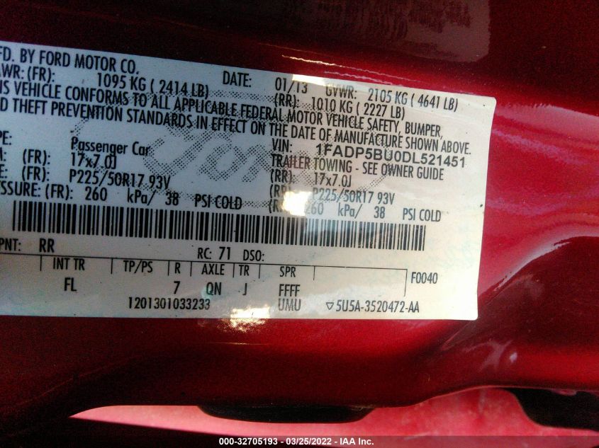 2013 FORD C-MAX HYBRID SEL 1FADP5BU0DL521451