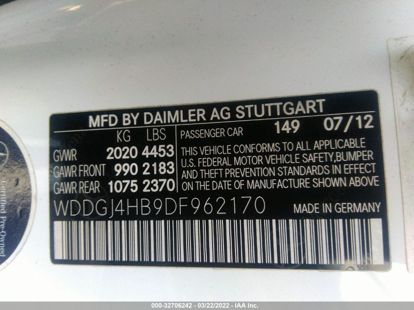2013 MERCEDES-BENZ C-CLASS C 250 WDDGJ4HB9DF962170