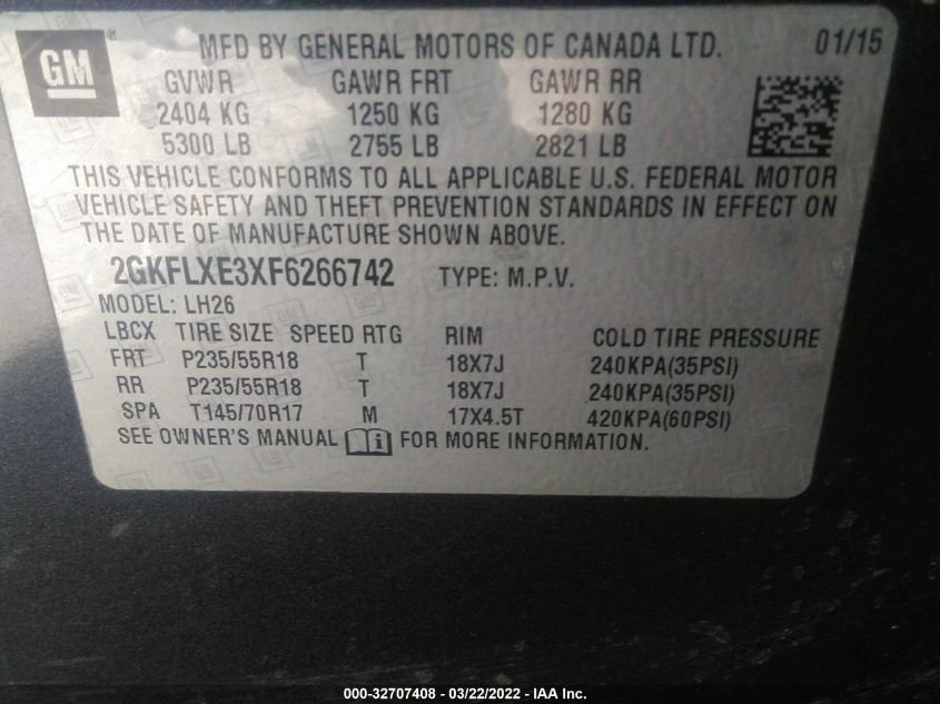 2015 GMC TERRAIN SLT 2GKFLXE3XF6266742