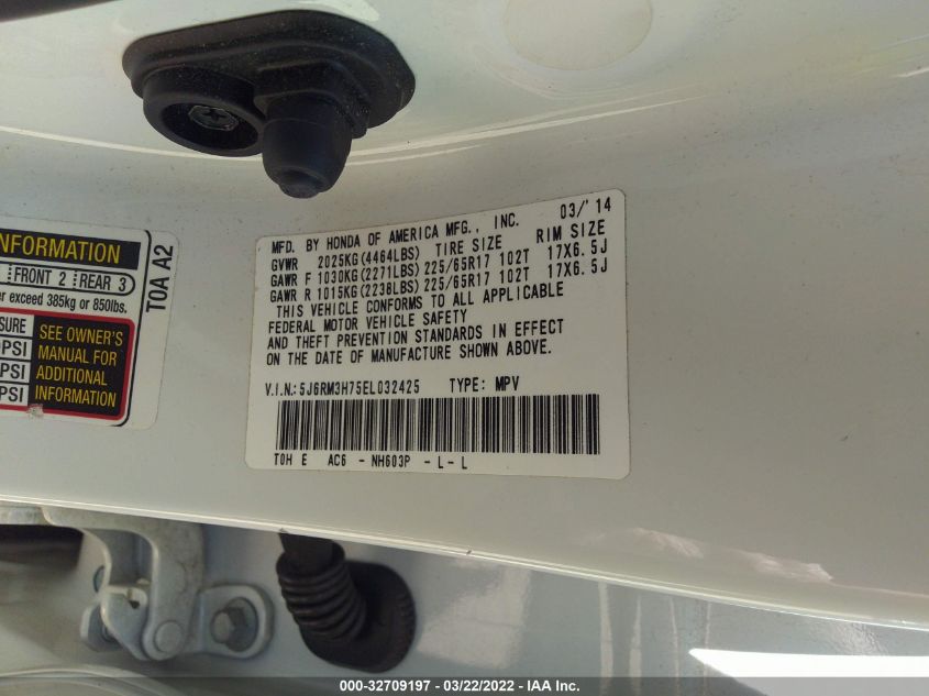 2014 HONDA CR-V EXL 5J6RM3H75EL032425