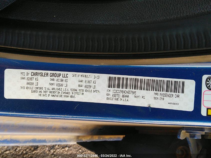 2013 DODGE AVENGER SE 1C3CDZAB4DN657905