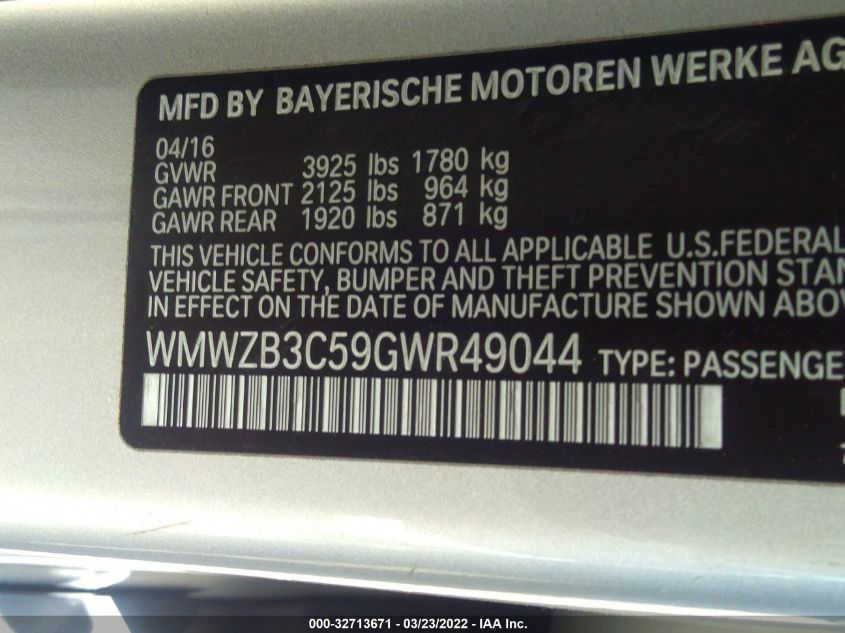 2016 MINI COOPER COUNTRYMAN WMWZB3C59GWR49044