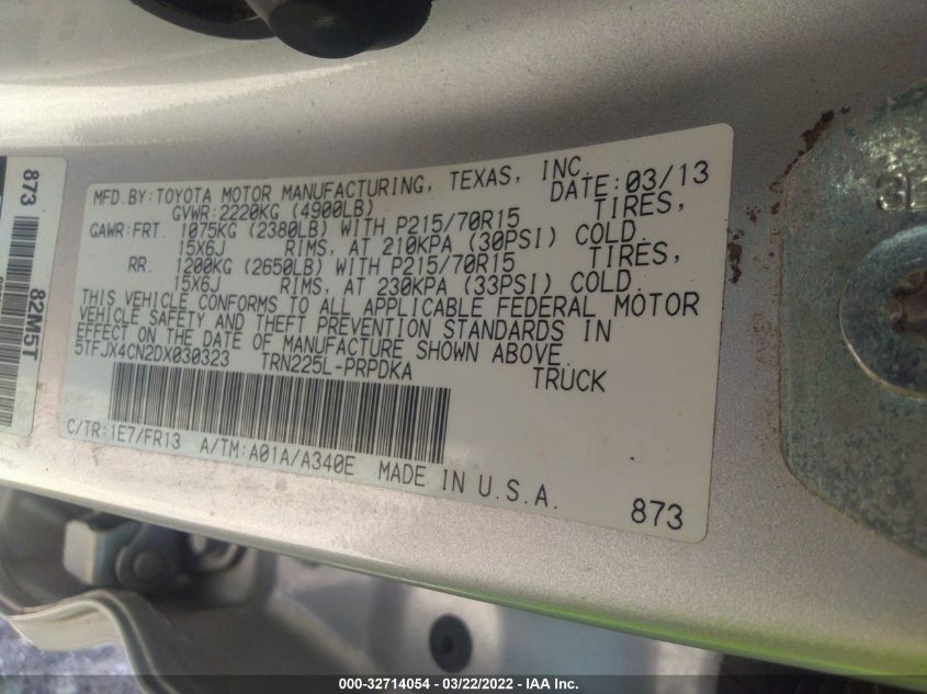 2013 TOYOTA TACOMA 5TFJX4CN2DX030323