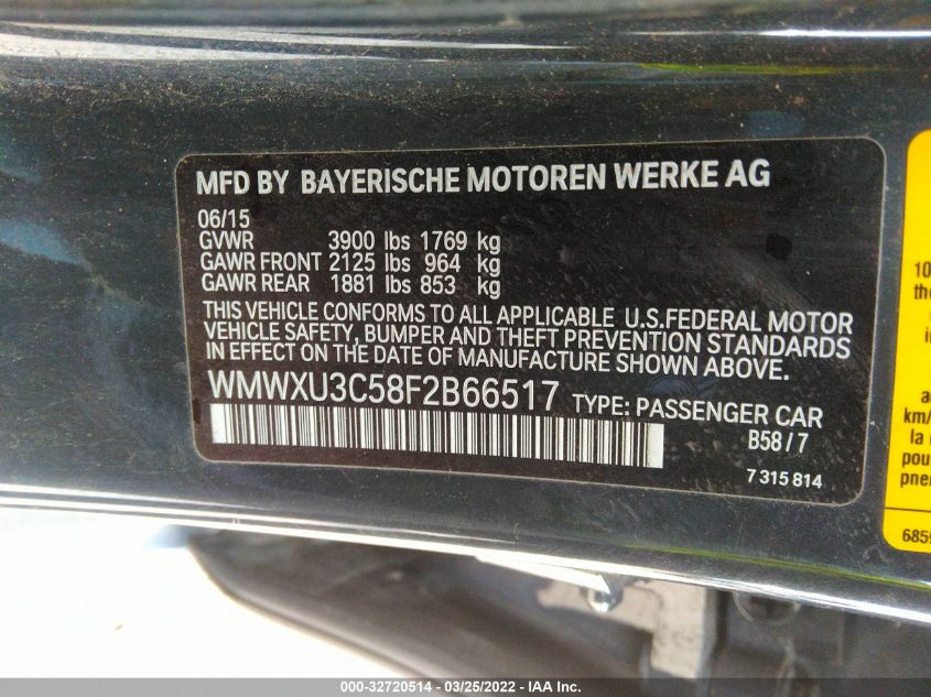 2015 MINI COOPER HARDTOP 4 DOOR S WMWXU3C58F2B66517