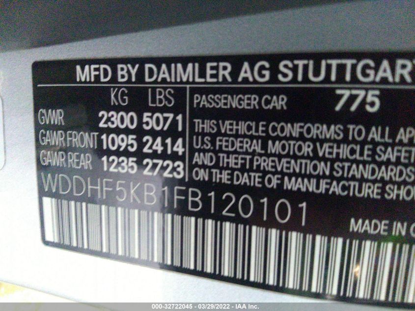 2015 MERCEDES-BENZ E-CLASS E 350 WDDHF5KB1FB120101