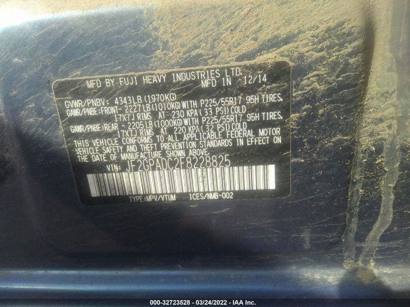 2015 SUBARU XV CROSSTREK PREMIUM JF2GPADC2F8228825