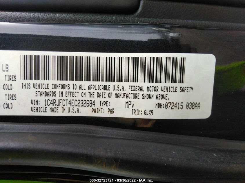 2014 JEEP GRAND CHEROKEE OVERLAND 1C4RJFCT4EC232684