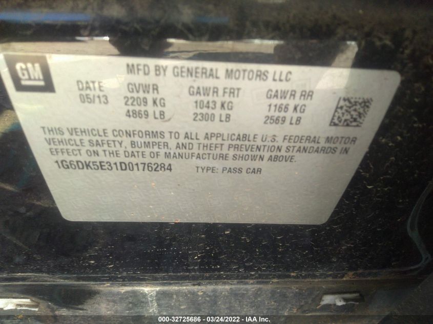 2013 CADILLAC CTS SEDAN PERFORMANCE 1G6DK5E31D0176284