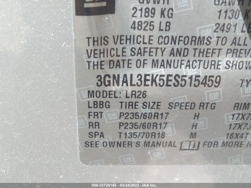 2014 CHEVROLET CAPTIVA SPORT FLEET LT 3GNAL3EK5ES515459