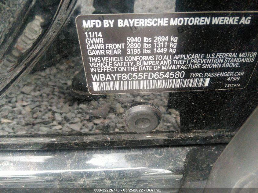 2015 BMW 7 SERIES 750LI XDRIVE WBAYF8C55FD654580
